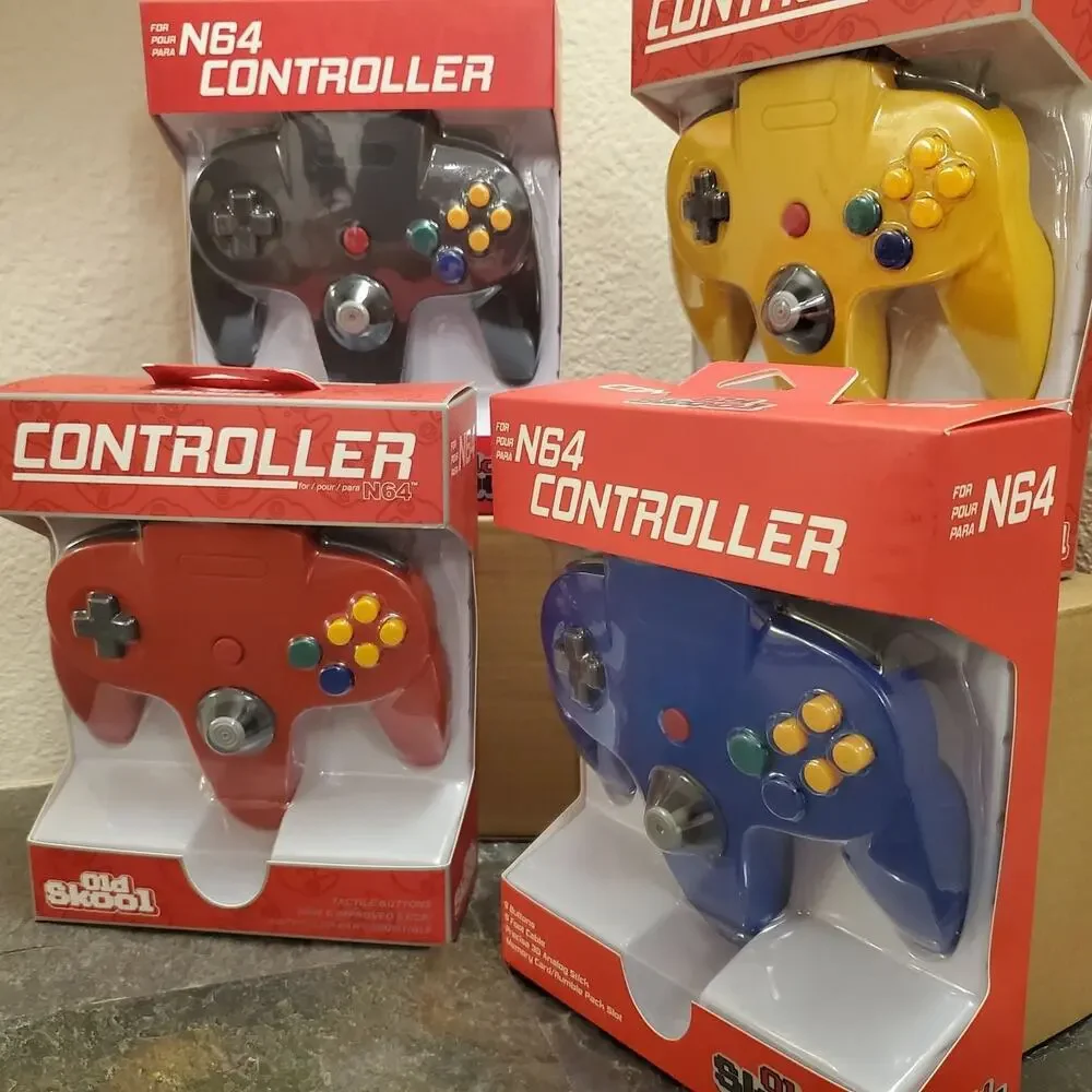 4 N64 Controllers - 4 Colors Bundle (NEW) - Red Blue Black Yellow - Nintendo
